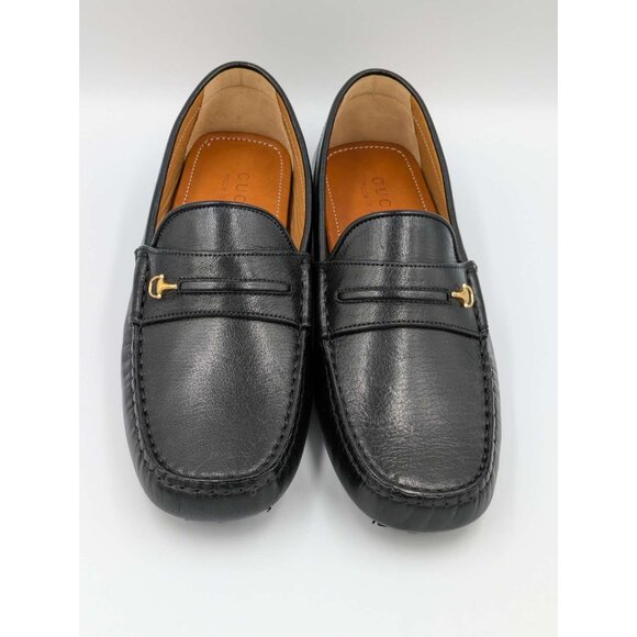 Gucci Men’s Horsebit Square Toe Leather Slip On Loafers Black 752621 UK12 main image 12